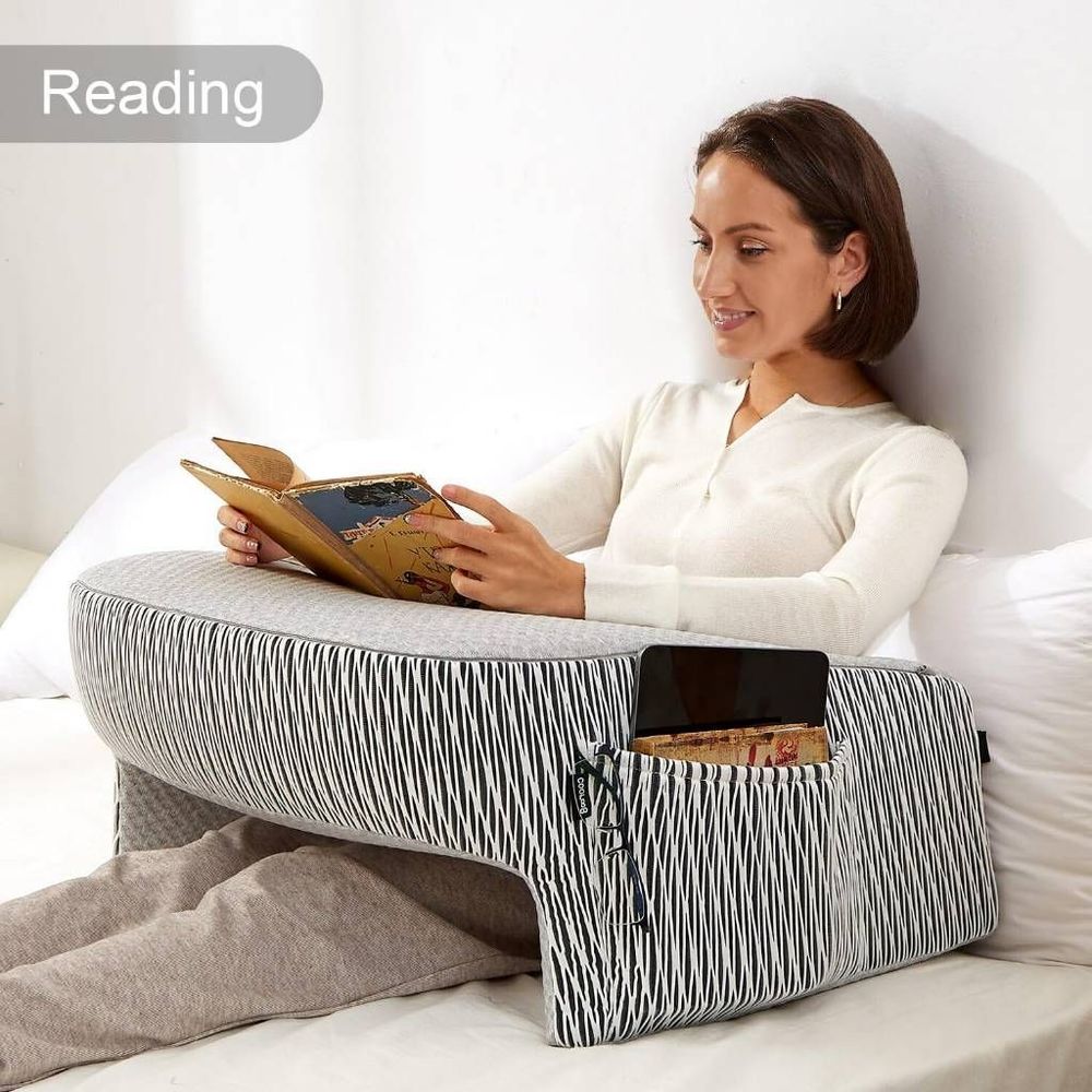 Reading Lap Pillow Extra Large Arm Rest Adult Memory Foam Working Desk Ash Grey